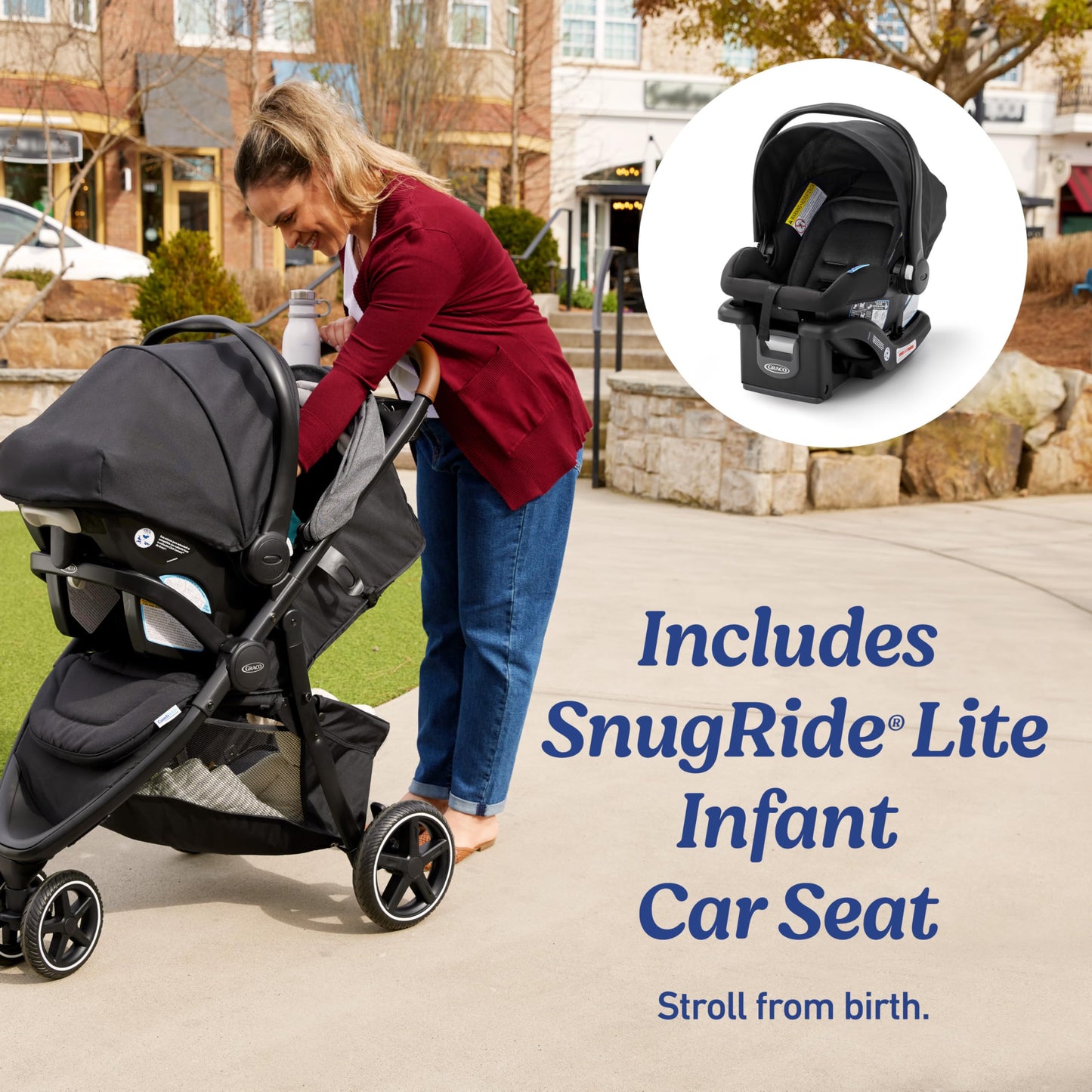 Graco Outpace LX All-Terrain 3-Wheel Stroller Travel System Ready One-Hand Fold In-Seat Suspension