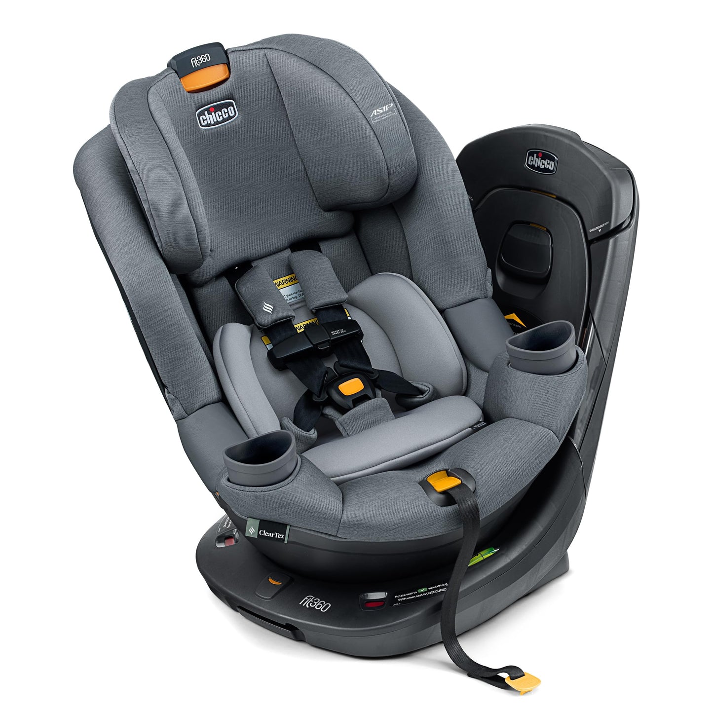 Chicco Fit360 ClearTex Rotating Convertible Car Seat With 360 Degree Rotation And Lever Lock System Obsidian Black