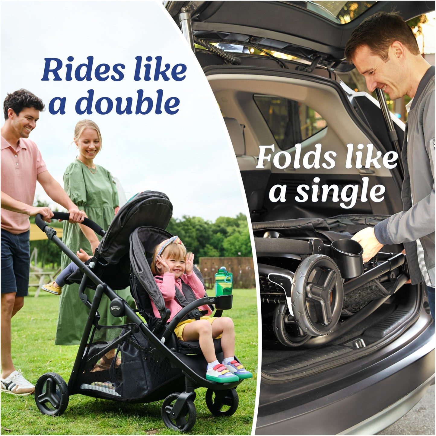 Graco Ready2Grow 2 Point 0 Double Stroller Folds Like a Single for Easy Transport