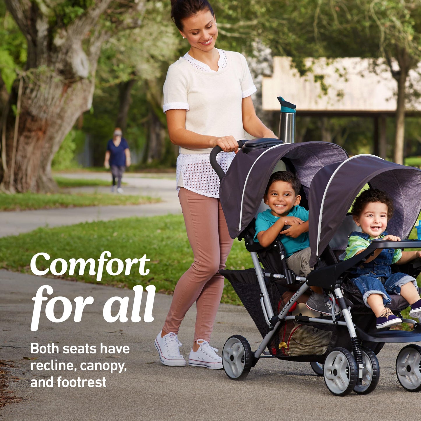 Graco DuoGlider Double Stroller Lightweight Tandem Seating Glacier Color All Day Comfort
