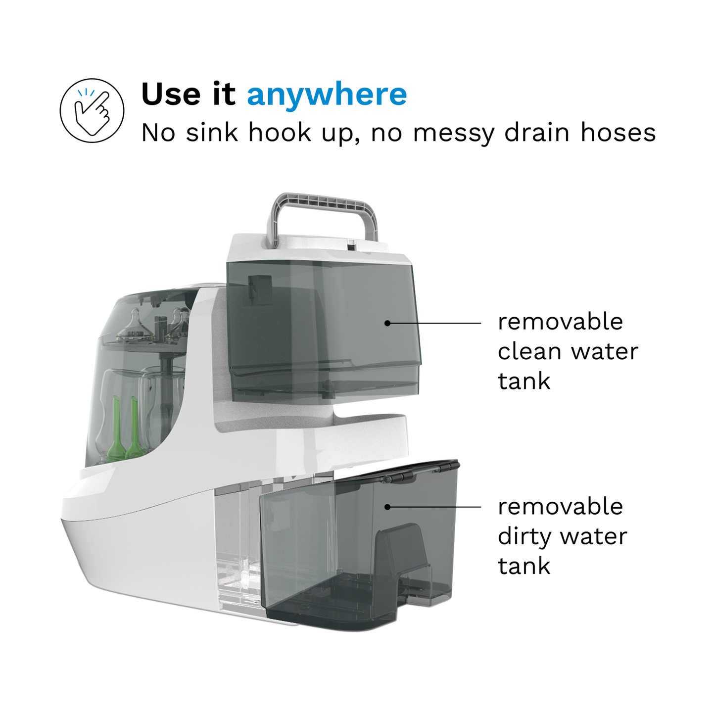 Baby Brezza Bottle Washer Pro - Automatic Cleaning Sterilizing And Drying With 20 High Pressure Jets