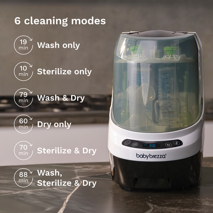 Baby Brezza Bottle Washer Pro - Automatic Cleaning Sterilizing And Drying With 20 High Pressure Jets