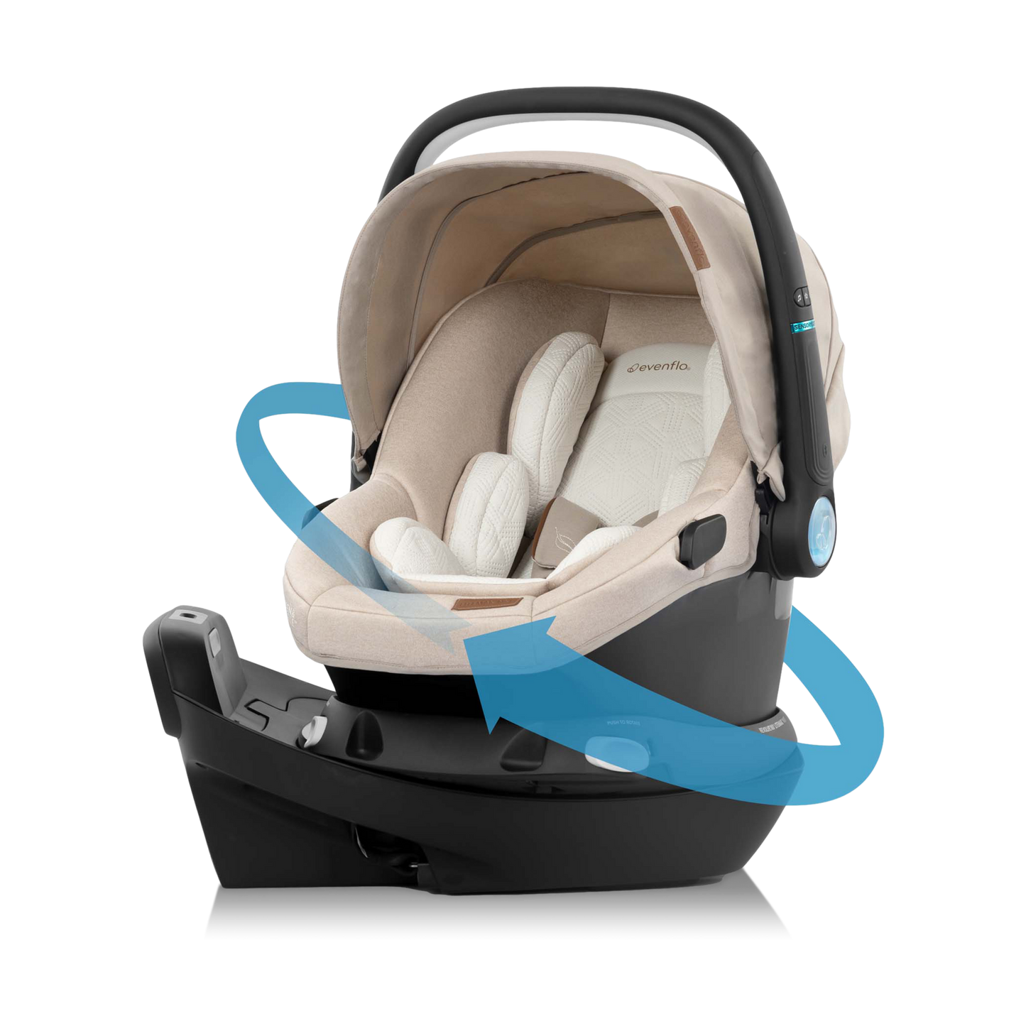 Evenflo Shyft Intuiti+ Travel System Featuring Revolve180 LiteMax NXT With SensorySoothe - Ultra Smooth Maneuverability