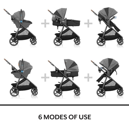Evenflo Shyft Intuiti+ Travel System Featuring Revolve180 LiteMax NXT With SensorySoothe - Ultra Smooth Maneuverability