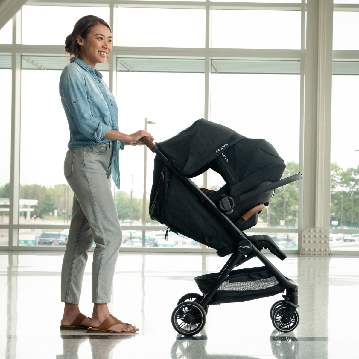 Nuna TRVL Self-Folding Compact Stroller - One-Hand Fold For Ultra-Compact Free-Standing Convenience
