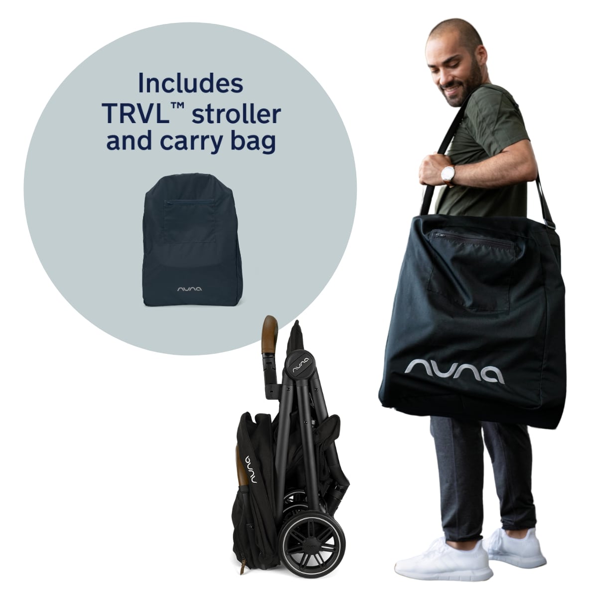Nuna TRVL Self-Folding Compact Stroller - One-Hand Fold For Ultra-Compact Free-Standing Convenience